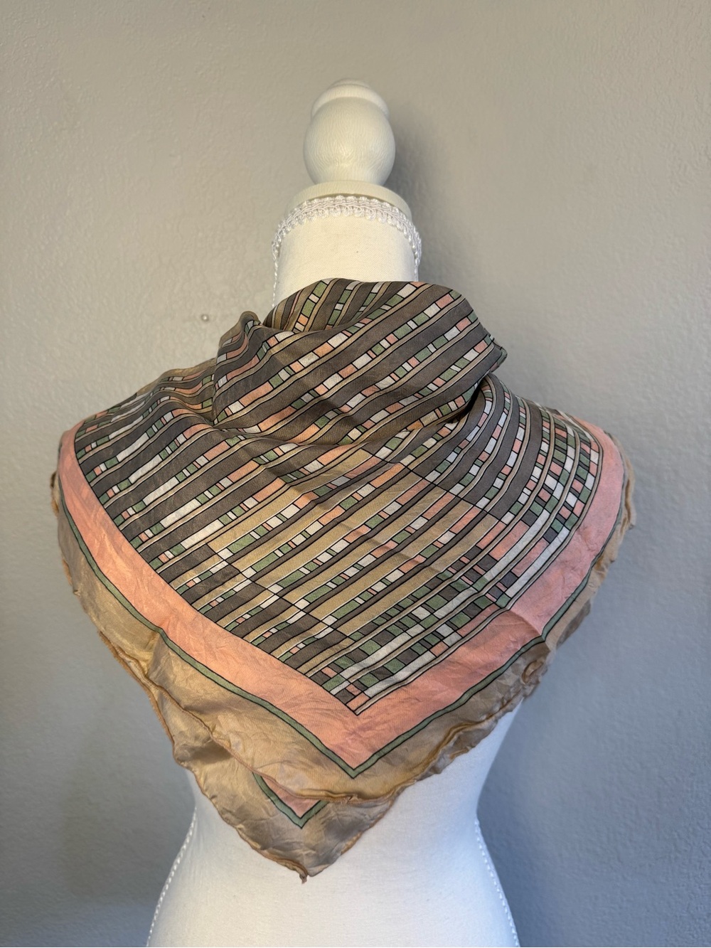Vintage Geoffrey Beene Bazaar Silk Scarf Geometric Mod Print Retro 26" Square